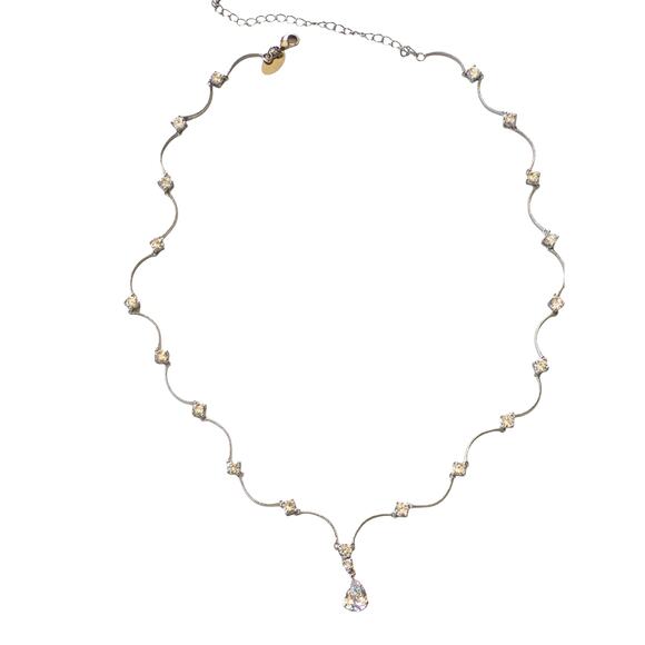 Lia Sophia Necklace Wedding Bells Silver Tone CZ 12.5 Carat Total Wt. 16 - 19 In - Picture 2 of 8